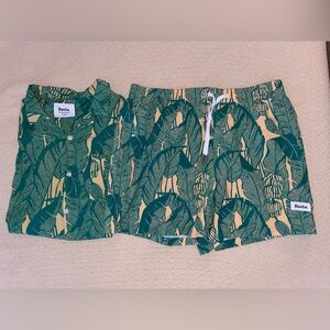 Duvin Have A Day Swim Shirt/Short Set Green Leaf Pattern Size L/XL